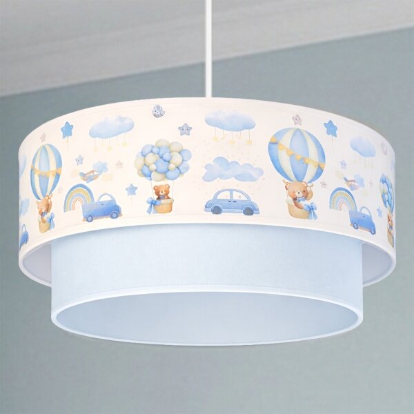 Brilagi-LED Detský luster na lanku BOBO 1xE27/60W/230V pr.40 cm krém./modrá/medvedík