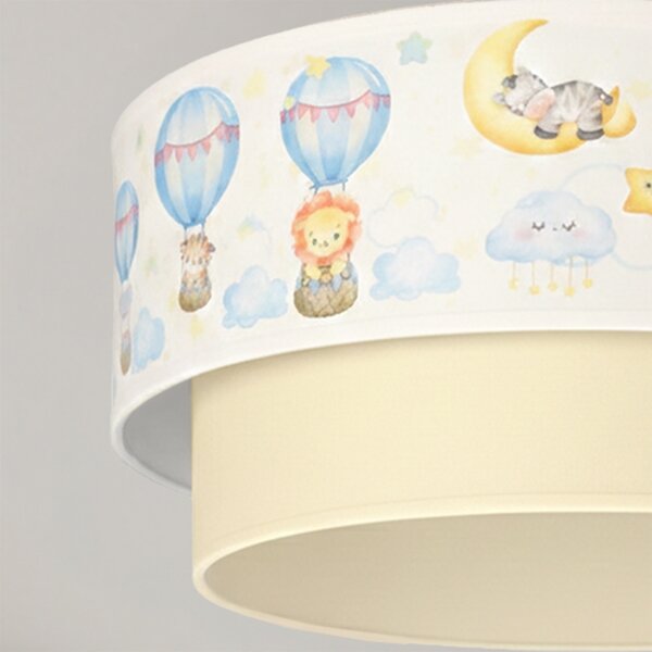 Brilagi-LED Detský prisadený luster BOBO 1xE27/60W/230V, priemer 40 cm, biela/béžová/so zvieratkami