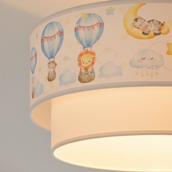 Brilagi-LED Detský prisadený luster BOBO 1xE27/60W/230V, priemer 40 cm, biela/béžová/so zvieratkami