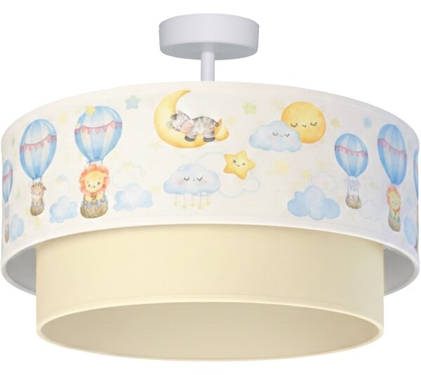 Brilagi-LED Detský prisadený luster BOBO 1xE27/60W/230V, priemer 40 cm, biela/béžová/so zvieratkami