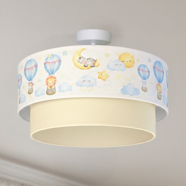 Brilagi-LED Detský prisadený luster BOBO 1xE27/60W/230V, priemer 40 cm, biela/béžová/so zvieratkami