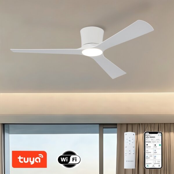 ZEVENTI - LED stropný ventilátor AUREX LED/24W/230V Wi-Fi Tuya biely + diaľkové ovládanie