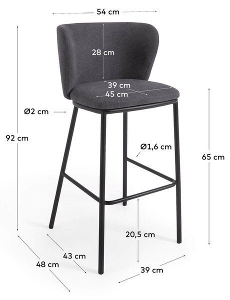 MUZZA Barová stolička arun 65 tmavosivá