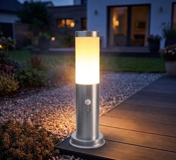 Brilagi - Vonkajšia lampa so senzorom NOVA 1xE27/15W/230V 40 cm IP44 matný chróm