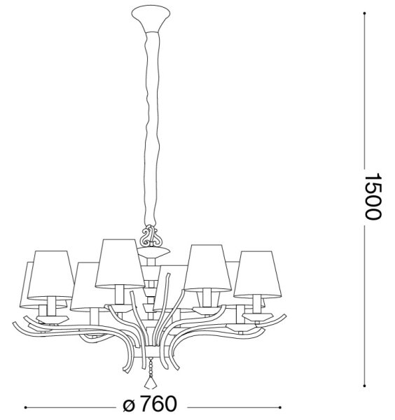 Ideal Lux - Luster na reťazi PEGASO 8xE14/28W/230V pr. 76 cm lesklý chróm