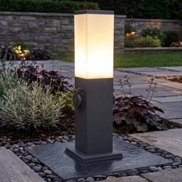 Brilagi - Vonkajšia lampa s 2 zásuvkami SCHUKO NOVA 1xE27/15W/230V 40 cm IP44 antracit