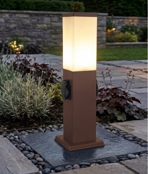 Brilagi - Vonkajšie svietidlo s 2 zásuvkami SCHUKO NOVA 1xE27/15W/230V 40 cm IP44 hnedé