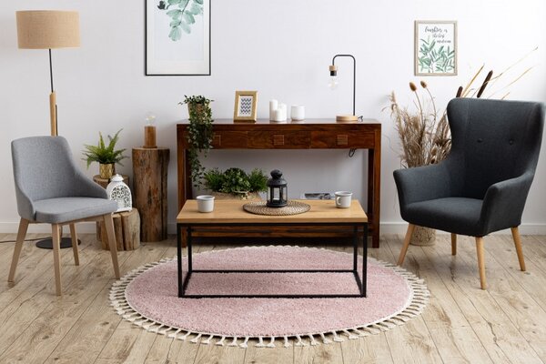 Dywany Łuszczów , Kusový koberec Berber 9000 pink kruh, 120x120 (priemer) kruh, ružová, obývacia izba
