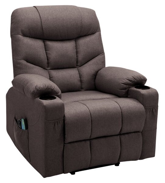 Masážne elektrické relaxačné polohovacie kreslo s podnožou hnedé (k394514)