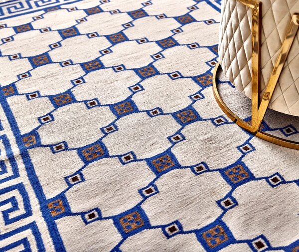 Diamond Carpets India , Ručne viazaný kusový koberec Geo DESP P82 Silver Blue, 120x170, modrá, chodba / predsieň