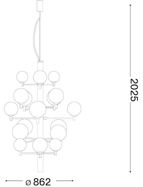 Ideal Lux - LED Luster na lanku COPERNICO 20xG9/3W/230V pr. 86 cm čierna