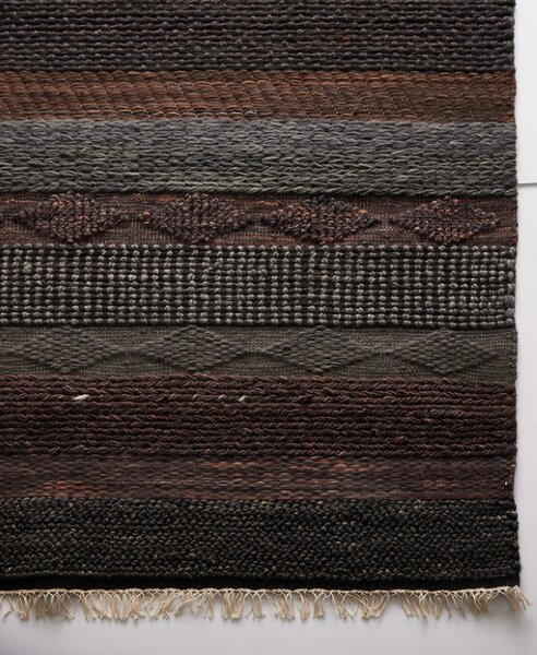 Diamond Carpets India , Ručne viazaný kusový koberec Black Melange DE 2006 Multi Colour, 80x150, hnedá, obývacia izba