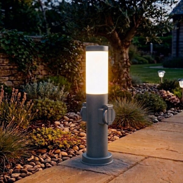 Brilagi - Vonkajšia lampa s 2 zásuvkami SCHUKO NOVA 1xE27/15W/230V 40 cm IP44 antracit