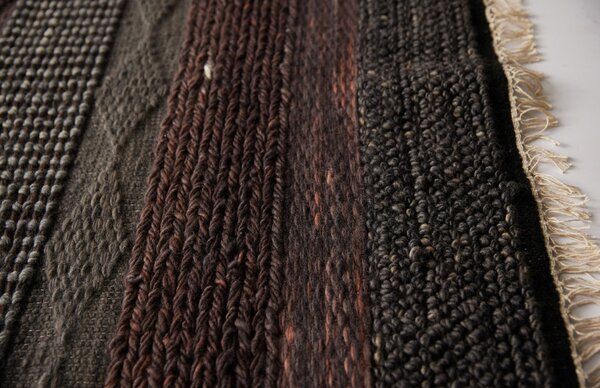 Diamond Carpets India , Ručne viazaný kusový koberec Black Melange DE 2006 Multi Colour, 80x150, hnedá, obývacia izba