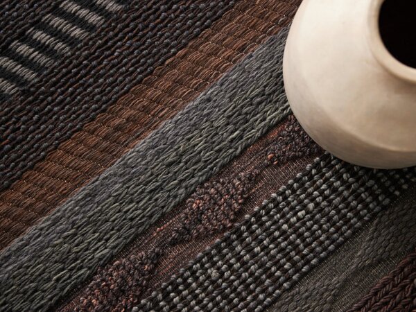 Diamond Carpets India , Ručne viazaný kusový koberec Black Melange DE 2006 Multi Colour, 80x150, hnedá, obývacia izba