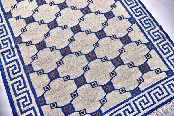 Diamond Carpets India , Ručne viazaný kusový koberec Geo DESP P82 Silver Blue, 120x170, modrá, chodba / predsieň