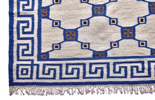 Diamond Carpets India , Ručne viazaný kusový koberec Geo DESP P82 Silver Blue, 120x170, modrá, chodba / predsieň
