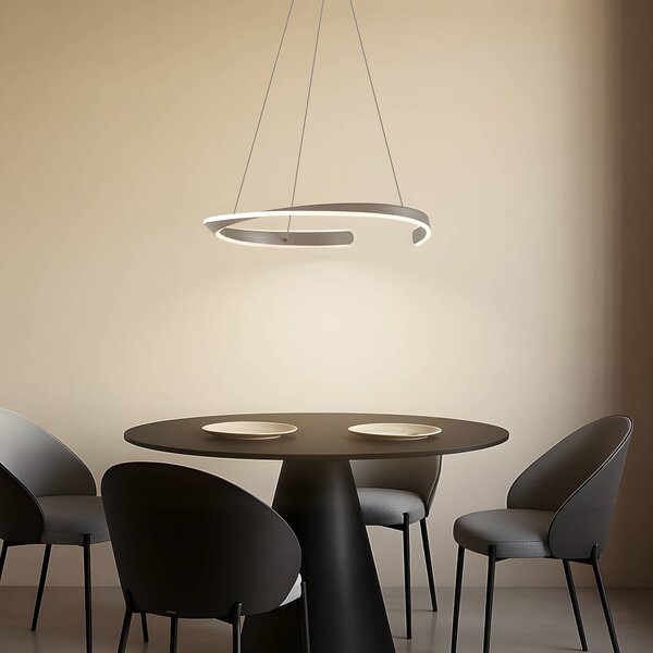 Lucande LED závesné svietidlo Eloura, strieborné, Ø58cm, kov,, Hliník / sivá / zinok, Obývacia izba / jedáleň, kov, Moderný, Závesné svietidlo