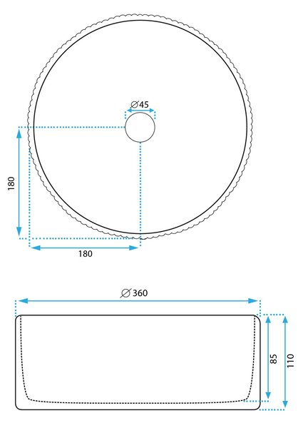 Rea Delia, umývadlo na dosku 360x360x110mm, biela lesklá, REA-U0601