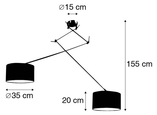 Inteligentné závesné svietidlo oceľ s tienidlom 35 cm biele vrátane 2 WiFi A60 - Blitz