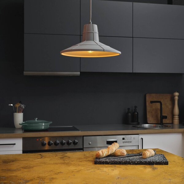 Závesné svietidlo OSRAM CONCRETE SALA, sivá, Ø 32 cm, betón, E27, Hliník / sivá / zinok, Obývacia izba / jedáleň, Betón, Štýl mladých, Závesné svietidlo