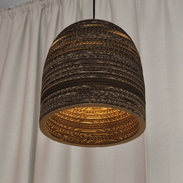 Závesné svietidlo OSRAM BALL BELL, hnedé, Ø 26 cm, vlnitá lepenka, E27, Hnedá / hrdzavá, Obývacia izba / jedáleň, Papier / lunolit / lunopal