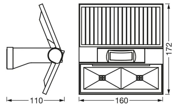 OSRAM LED solárne nástenné svetlo ENDURA STYLE DOUBLE, senzor grafit, Hliník / sivá / zinok, Plast, Moderný