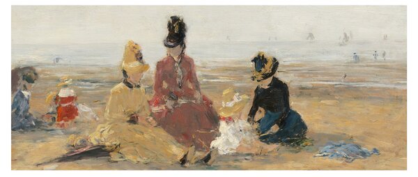 Obraz - Eugène Boudin, On the Beach, Trouville, reprodukcia (120x50 cm)
