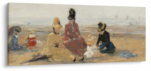 Obraz - Eugène Boudin, On the Beach, Trouville, reprodukcia (120x50 cm)
