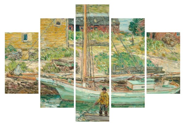 Obraz - Childe Hassam, Oyster Sloop, Cos Cob, reprodukcia (150x105 cm)