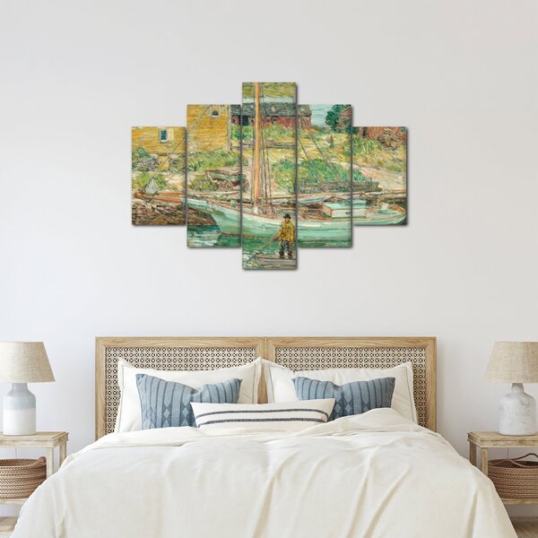 Obraz - Childe Hassam, Oyster Sloop, Cos Cob, reprodukcia (150x105 cm)