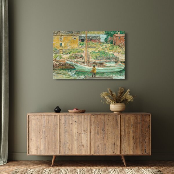 Obraz - Childe Hassam, Oyster Sloop, Cos Cob, reprodukcia (90x60 cm)