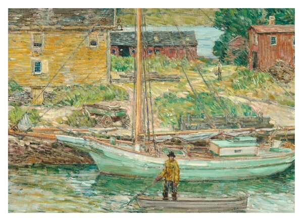 Obraz - Childe Hassam, Oyster Sloop, Cos Cob, reprodukcia (70x50 cm)