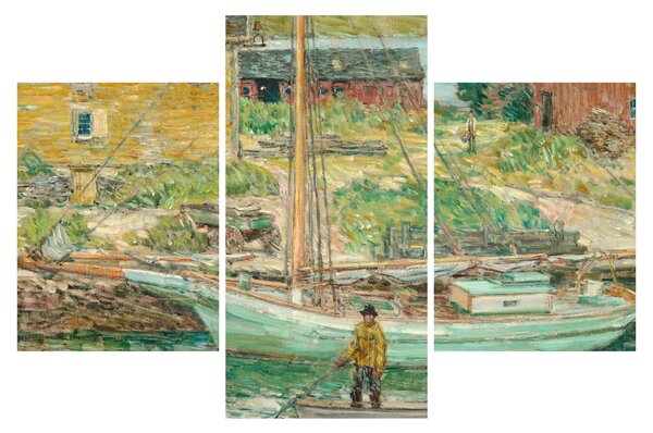 Obraz - Childe Hassam, Oyster Sloop, Cos Cob, reprodukcia (90x60 cm)