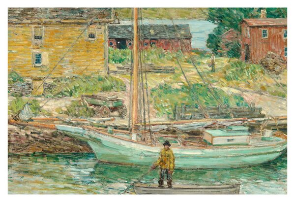 Obraz - Childe Hassam, Oyster Sloop, Cos Cob, reprodukcia (90x60 cm)
