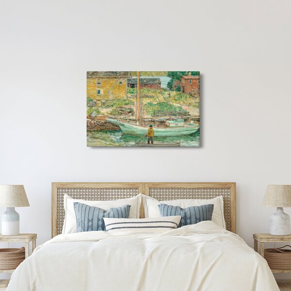 Obraz - Childe Hassam, Oyster Sloop, Cos Cob, reprodukcia (90x60 cm)