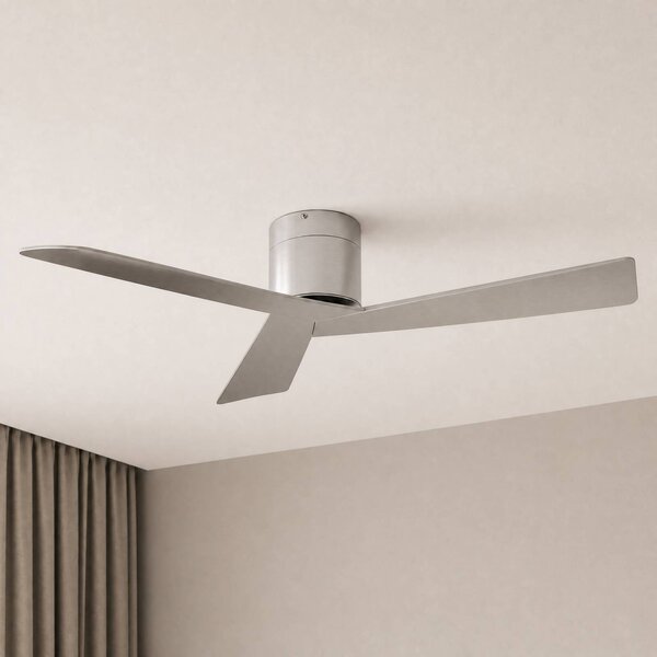 Lucande Stropný ventilátor Ventoro, Ø 132 cm, strieborný, kovový, Chrómová / strieborná, Obývacia izba / jedáleň, kov, Moderný