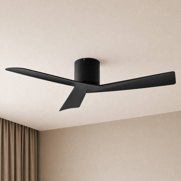 Lucande Stropný ventilátor Ventoro, Ø 132 cm, čierny, kovový, Čierna, Obývacia izba / jedáleň, kov, Moderný