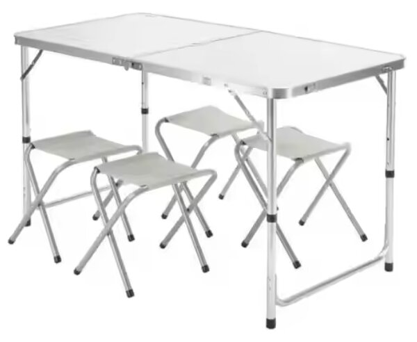 Lean Toys Skladací záhradný nábytok biely – 1 stôl, 4 stoličky