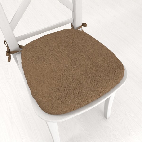 Biante Oblý podsedák z imitácie brúsenej kože Alcantara ALC-015 Svetlo hnedý - 39x37x3 cm