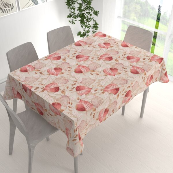 Biante Dekoračný obdĺžnikový obrus Leona LN-172 Ružovo-vínové listy na režnom 60x100 cm