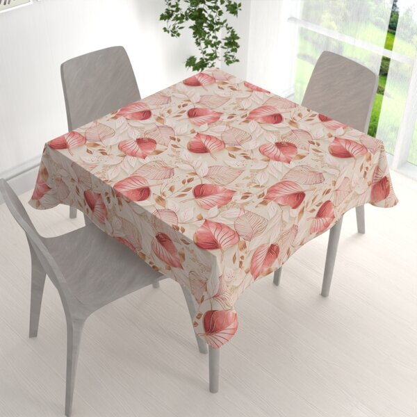 Biante Dekoračný štvorcový obrus Leona LN-172 Ružovo-vínové listy na režnom 130x130 cm