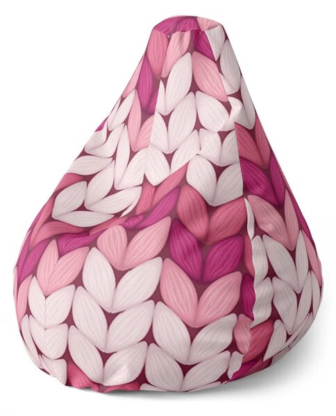 Sablio Sedací vak Pear Trojfarebné ružové pletenie - 70 x 95 x 15 cm