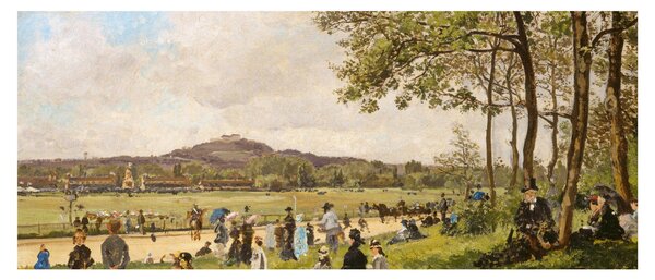 Obraz - French 19th Century, Race Course at Longchamps, reprodukcia (120x50 cm)