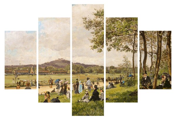 Obraz - French 19th Century, Race Course at Longchamps, reprodukcia (150x105 cm)