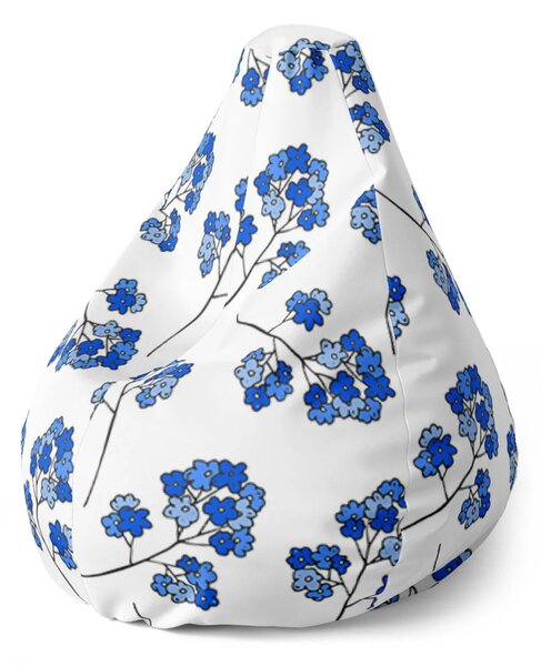 Sablio Sedací vak Pear Modré kvietie - 70 x 95 x 15 cm