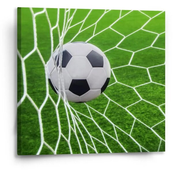 Sablio Obraz Futbalová lopta v bráne - 50x50 cm