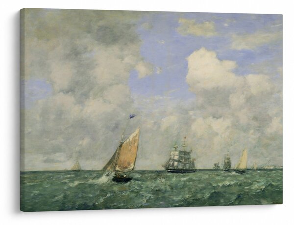 Obraz - Eugène Boudin, Ships and Sailing Boats Leaving Le Havre, reprodukcia (70x50 cm)