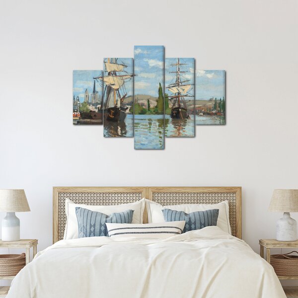 Obraz - Claude Monet, Ships Riding on the Seine at Rouen, reprodukcia (150x105 cm)