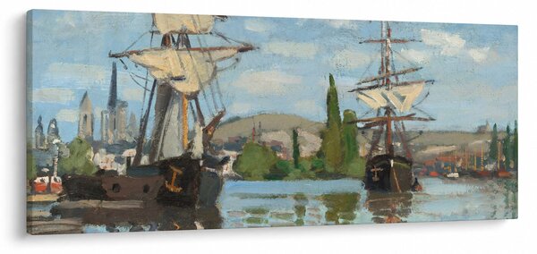 Obraz - Claude Monet, Ships Riding on the Seine at Rouen, reprodukcia (120x50 cm)